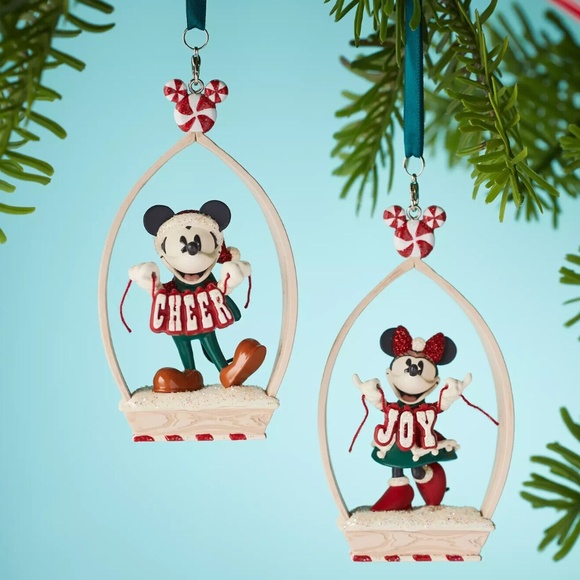 Disney Other - Disney Mickey & Minnie Mouse Holiday Cheer Joy Sketchbook Christmas Ornament Set